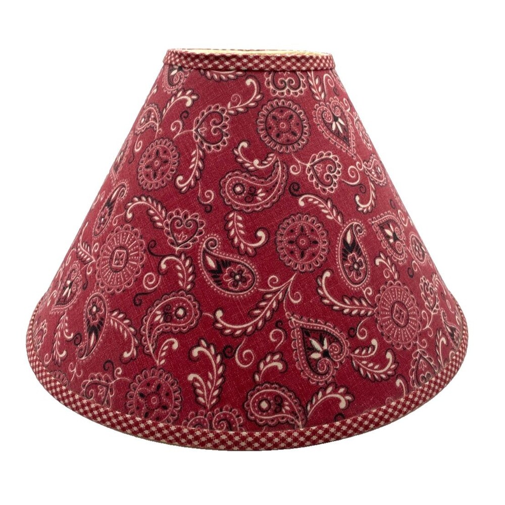 2 Vintage Red Paisley Kerchief Bandana Custom Fabric Lampshades 9" H x 15" W